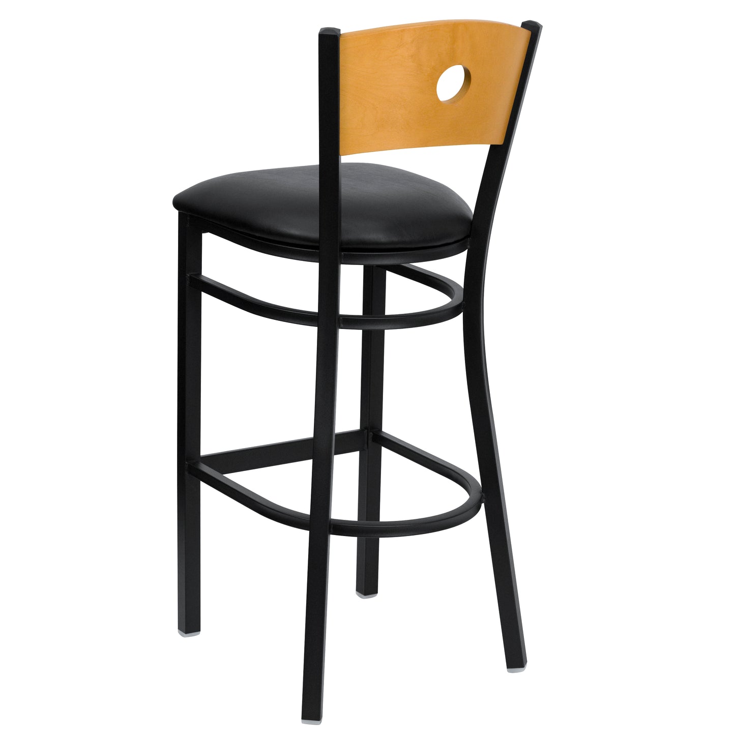 Bk/Nat Circle Stool-Black Seat XU-DG-6F6B-CIR-BAR-BLKV-GG