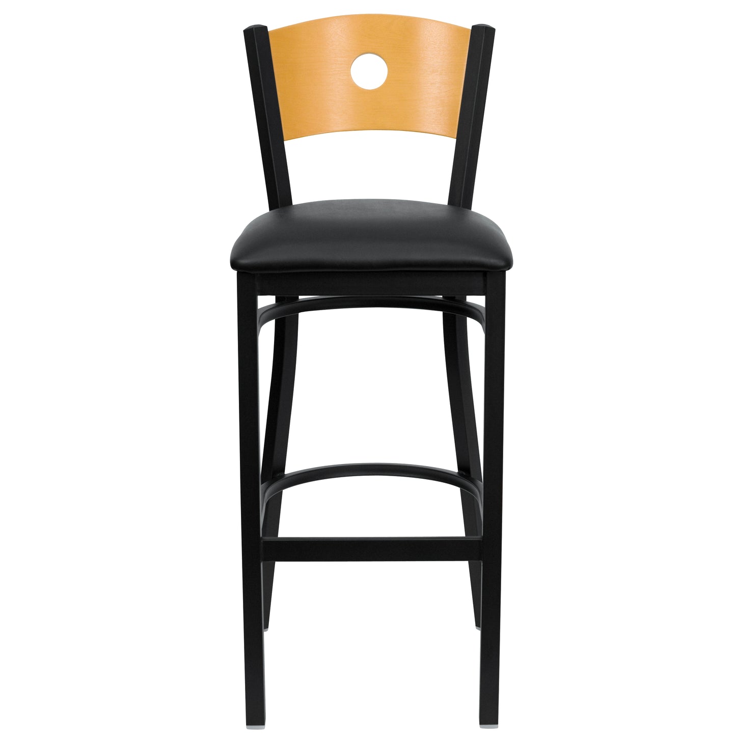 Bk/Nat Circle Stool-Black Seat XU-DG-6F6B-CIR-BAR-BLKV-GG