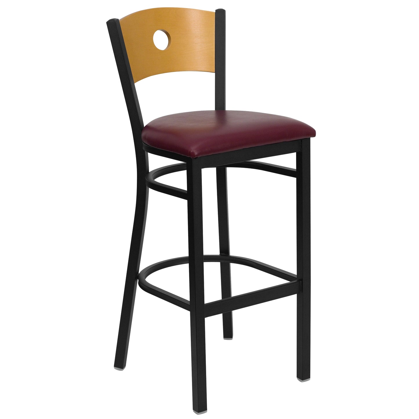 Bk/Nat Circle Stool-Burg Seat XU-DG-6F6B-CIR-BAR-BURV-GG