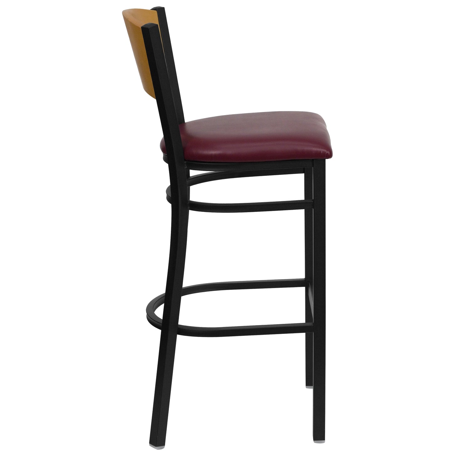 Bk/Nat Circle Stool-Burg Seat XU-DG-6F6B-CIR-BAR-BURV-GG