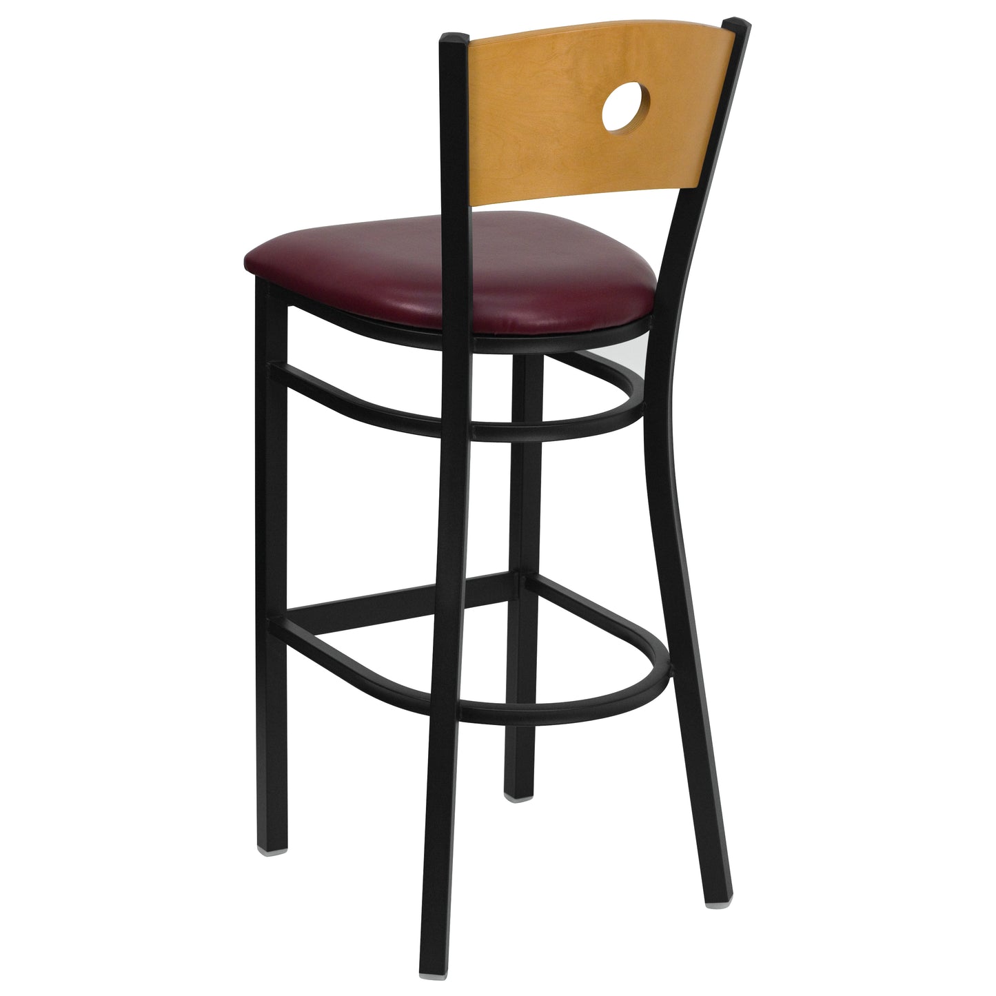 Bk/Nat Circle Stool-Burg Seat XU-DG-6F6B-CIR-BAR-BURV-GG