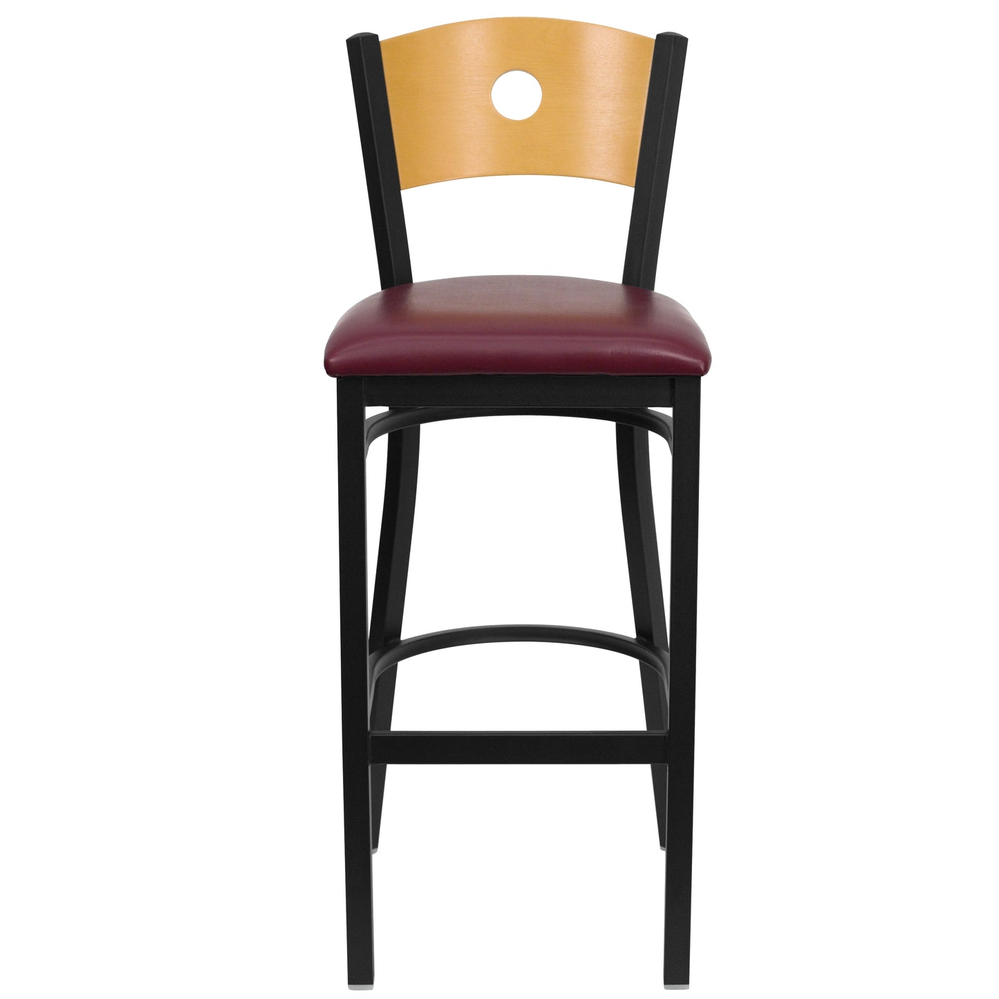 Bk/Nat Circle Stool-Burg Seat XU-DG-6F6B-CIR-BAR-BURV-GG