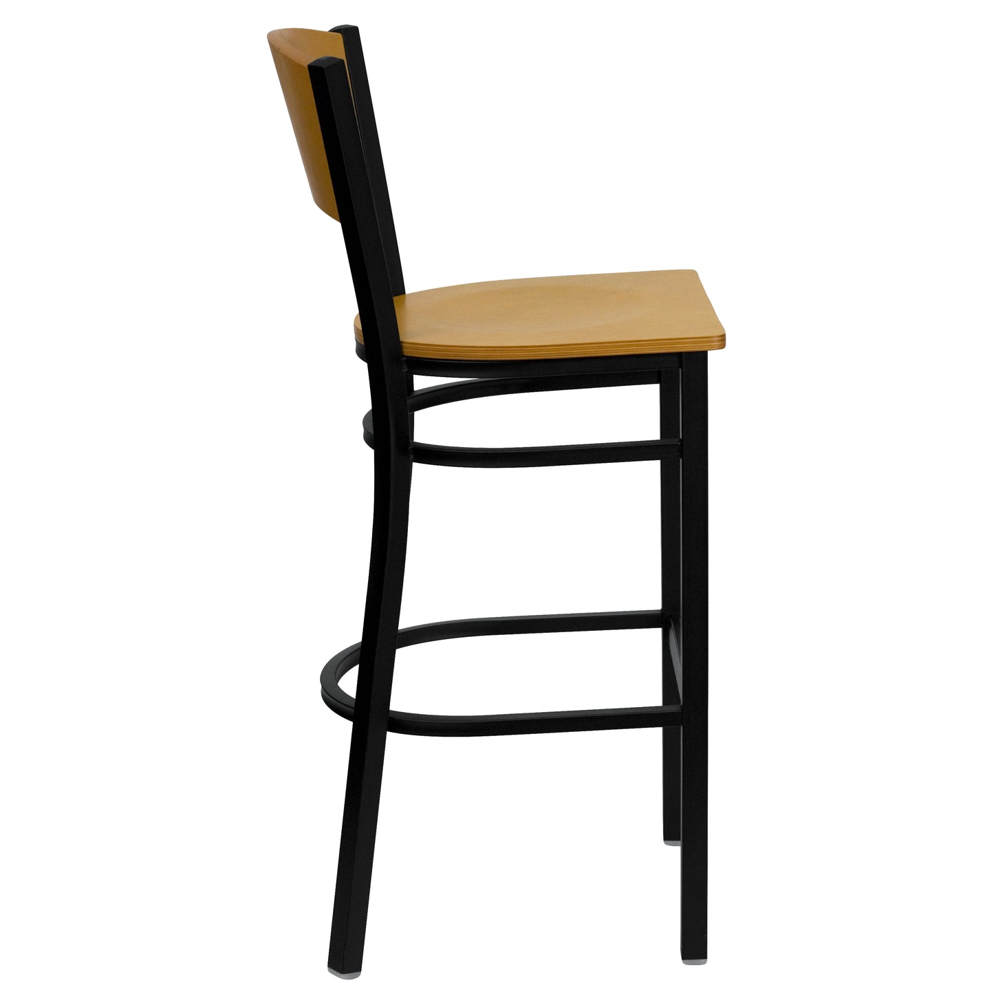 Bk/Nat Circle Stool-Wood Seat XU-DG-6F6B-CIR-BAR-NATW-GG