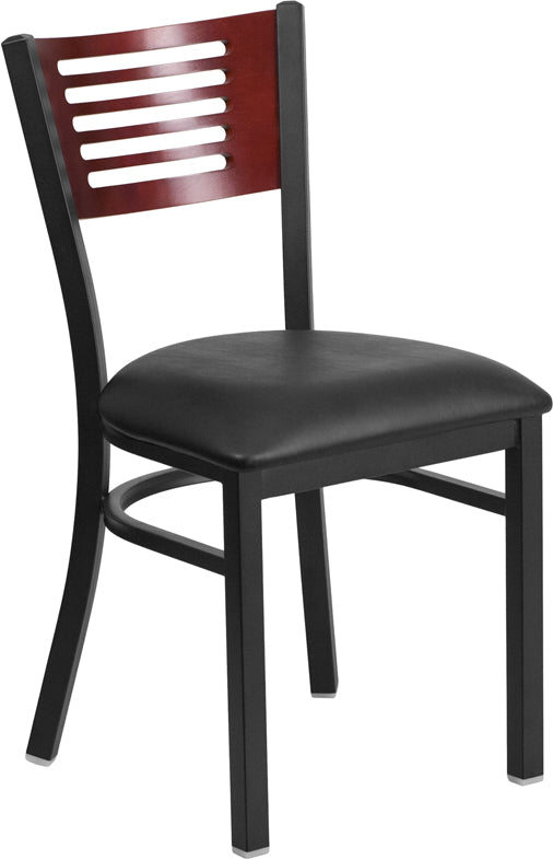 Bk/Mah Slat Chair-Black Seat XU-DG-6G5B-MAH-BLKV-GG