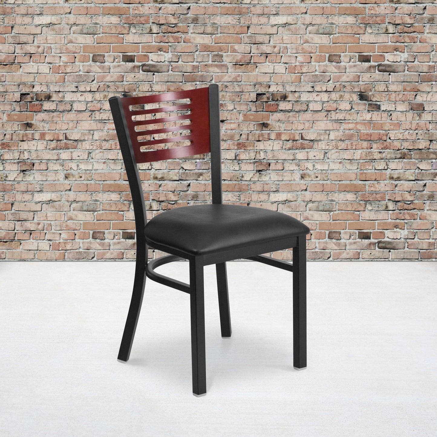 Bk/Mah Slat Chair-Black Seat XU-DG-6G5B-MAH-BLKV-GG