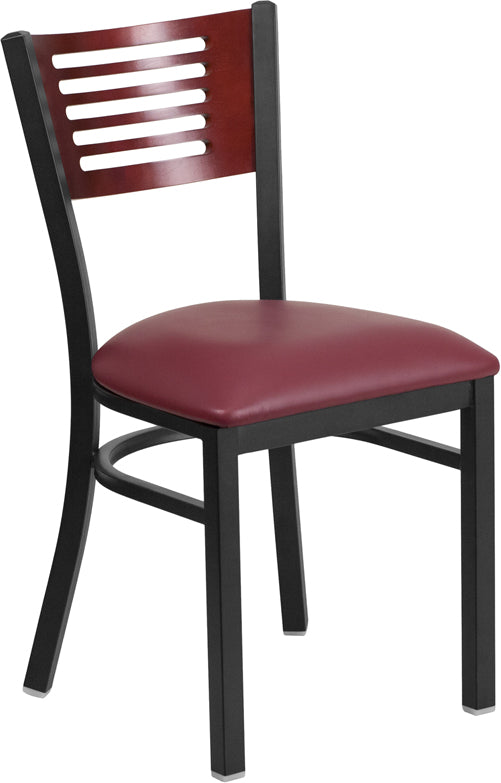 Bk/Mah Slat Chair-Burg Seat XU-DG-6G5B-MAH-BURV-GG