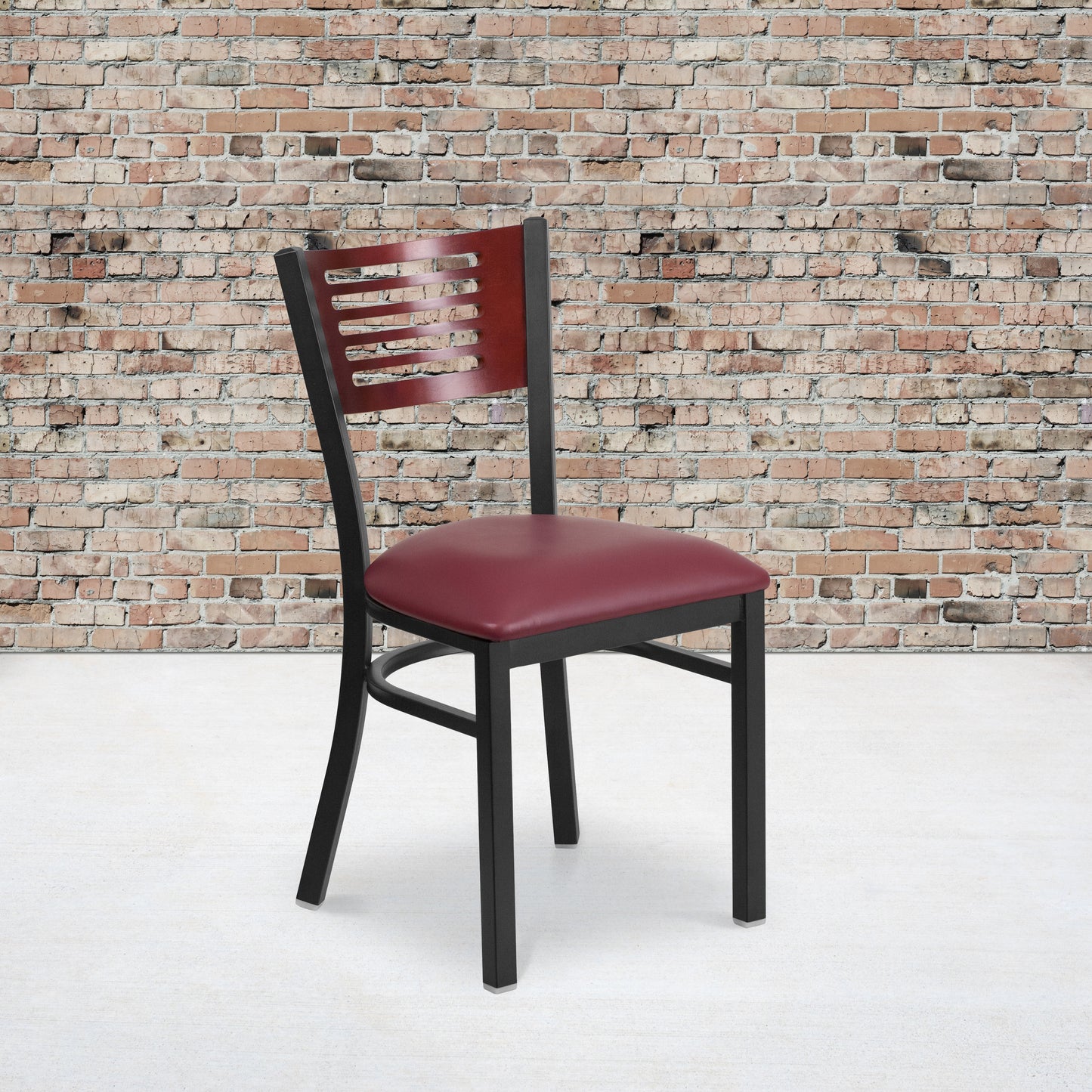 Bk/Mah Slat Chair-Burg Seat XU-DG-6G5B-MAH-BURV-GG