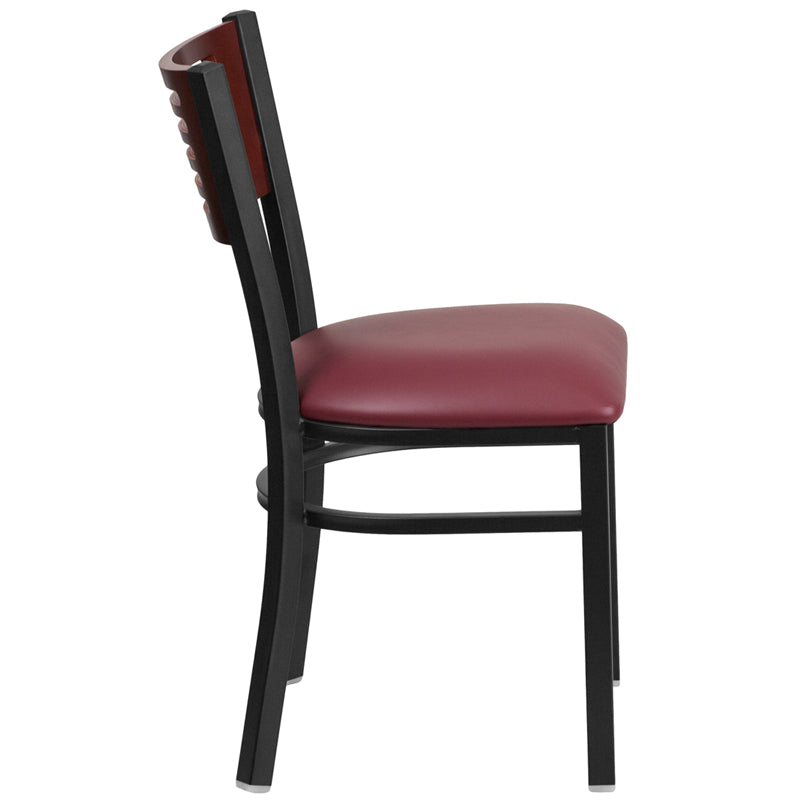 Bk/Mah Slat Chair-Burg Seat XU-DG-6G5B-MAH-BURV-GG