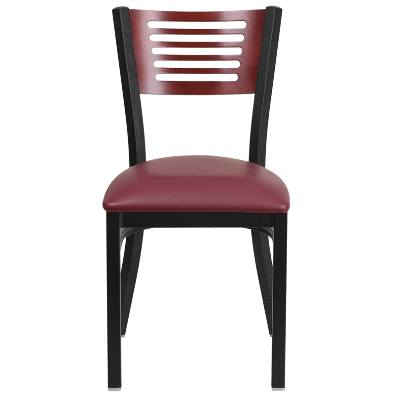 Bk/Mah Slat Chair-Burg Seat XU-DG-6G5B-MAH-BURV-GG