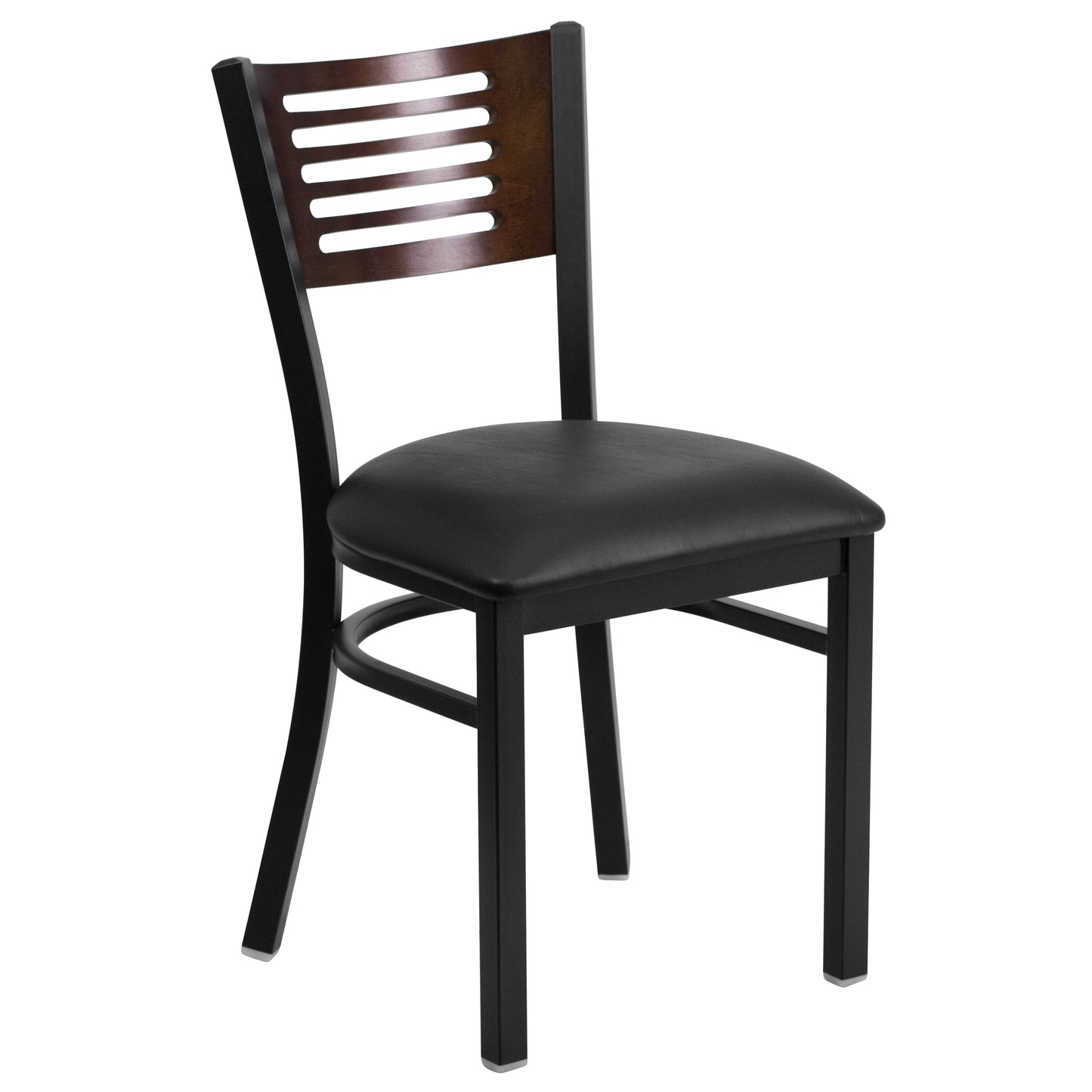 Bk/Wal Slat Chair-Black Seat XU-DG-6G5B-WAL-BLKV-GG