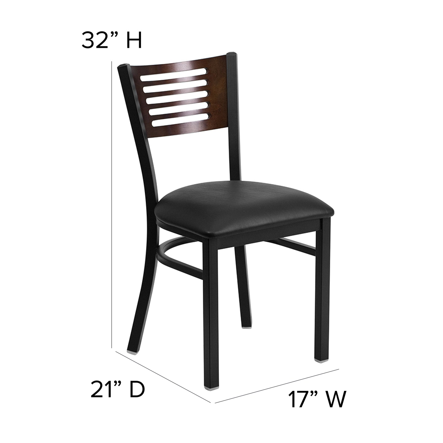 Bk/Wal Slat Chair-Black Seat XU-DG-6G5B-WAL-BLKV-GG