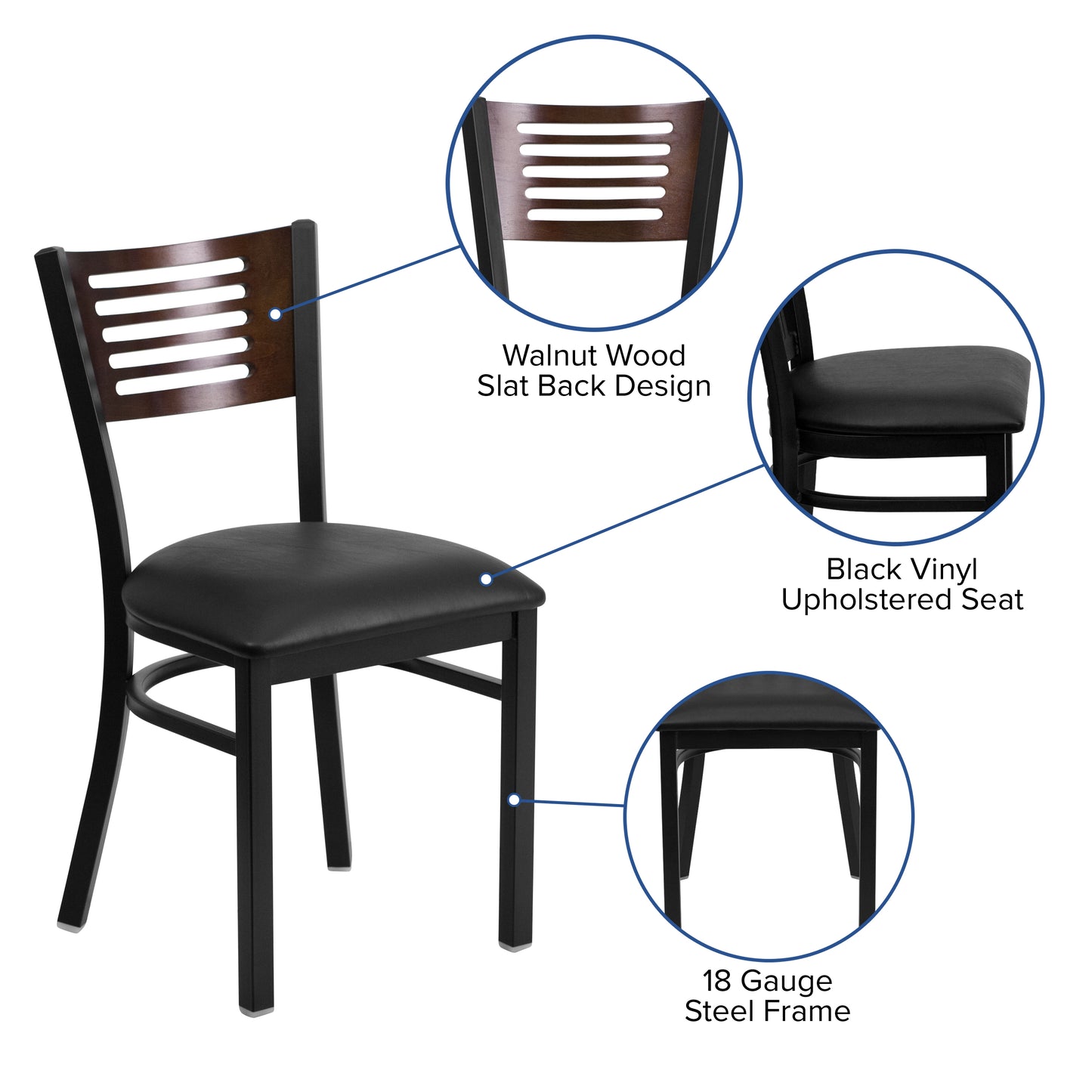 Bk/Wal Slat Chair-Black Seat XU-DG-6G5B-WAL-BLKV-GG