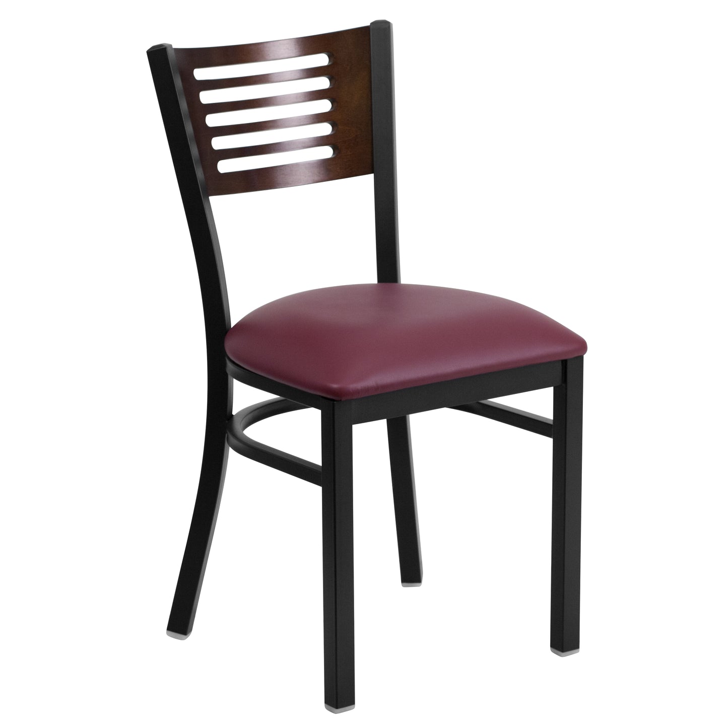 Bk/Wal Slat Chair-Burg Seat XU-DG-6G5B-WAL-BURV-GG