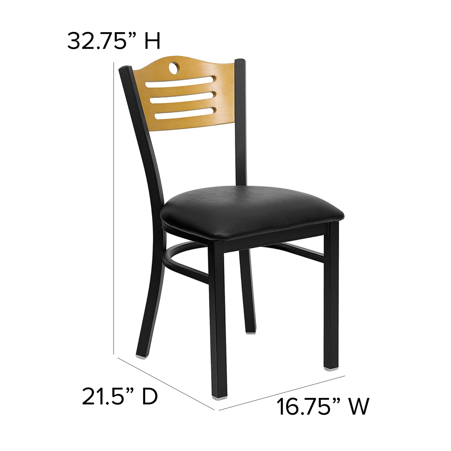 Bk/Nat Slat Chair-Black Seat XU-DG-6G7B-SLAT-BLKV-GG