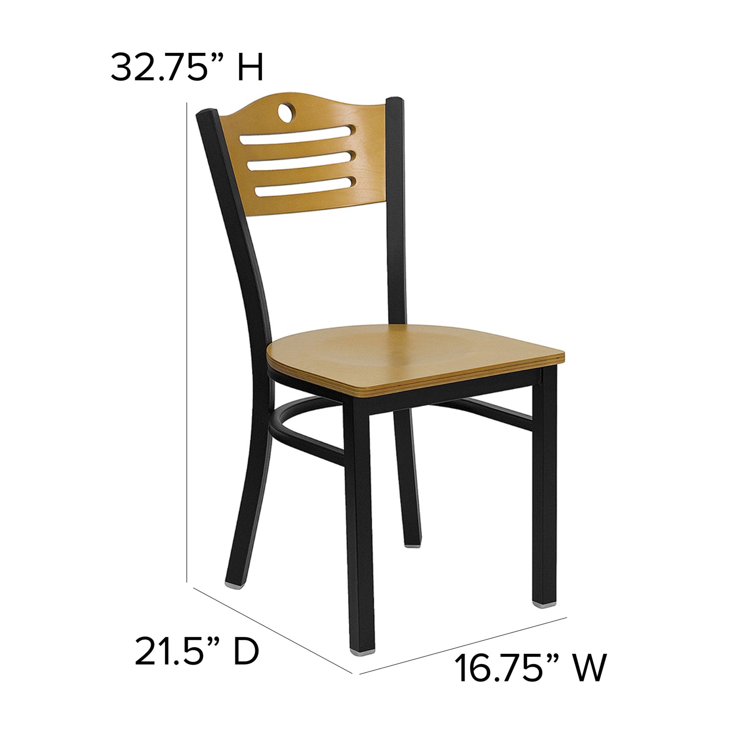 Bk/Nat Slat Chair-Wood Seat XU-DG-6G7B-SLAT-NATW-GG