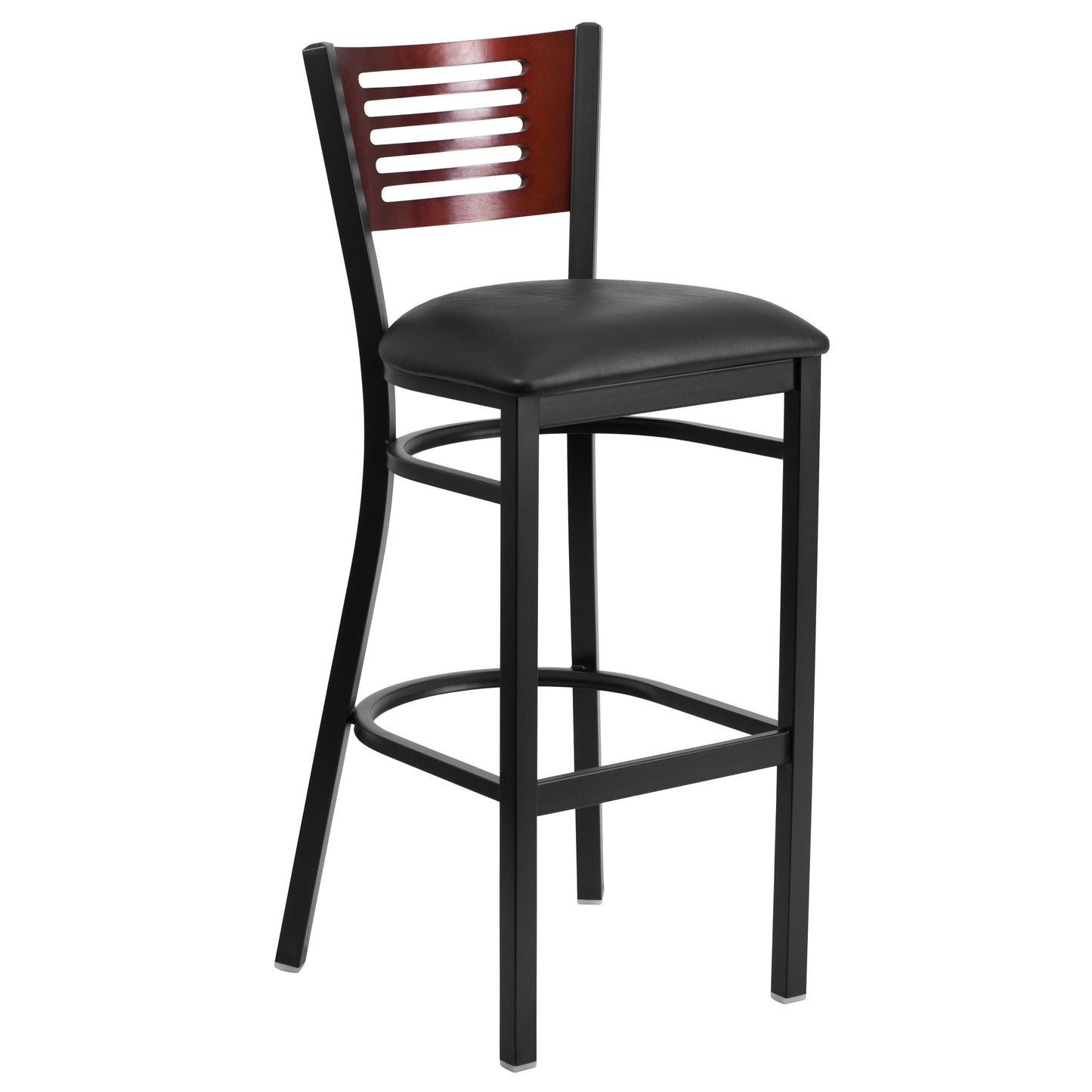 Bk/Mah Slat Stool-Black Seat XU-DG-6H1B-MAH-BAR-BLKV-GG