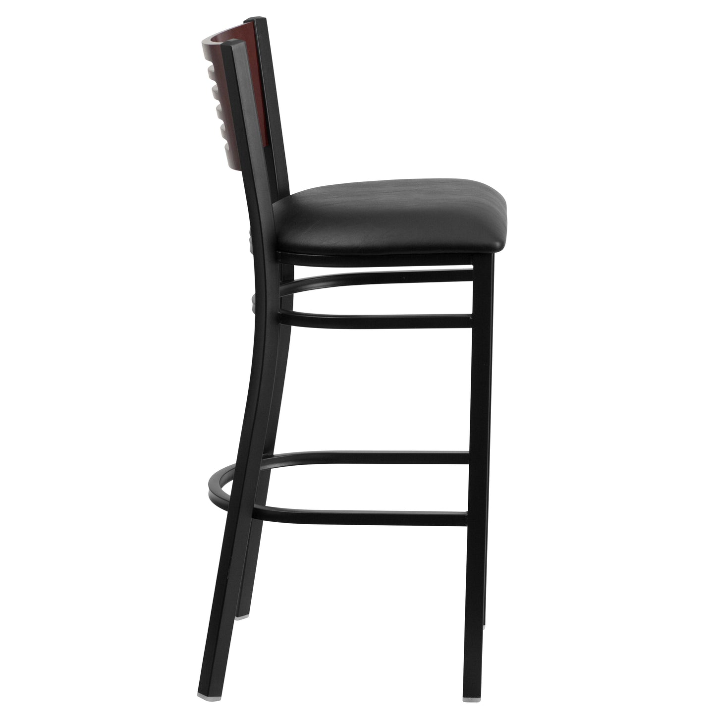 Bk/Mah Slat Stool-Black Seat XU-DG-6H1B-MAH-BAR-BLKV-GG