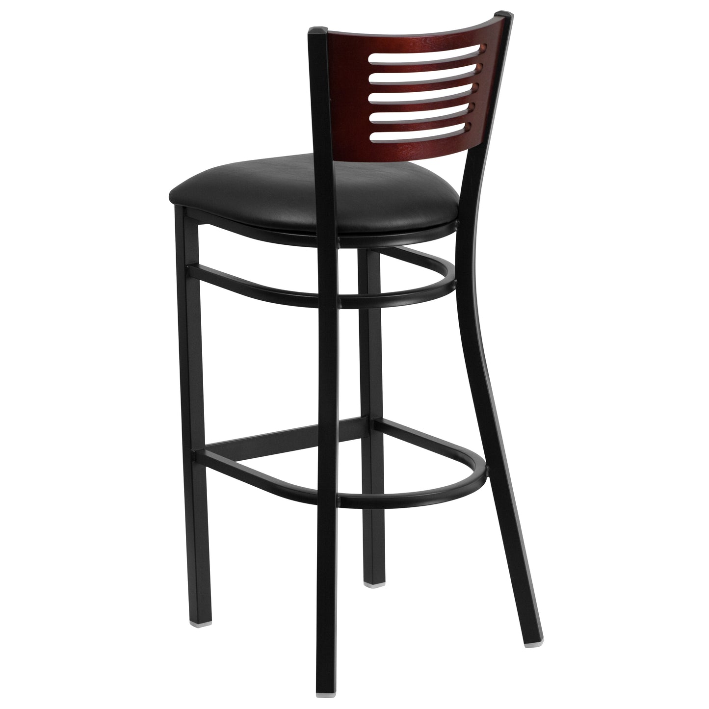 Bk/Mah Slat Stool-Black Seat XU-DG-6H1B-MAH-BAR-BLKV-GG