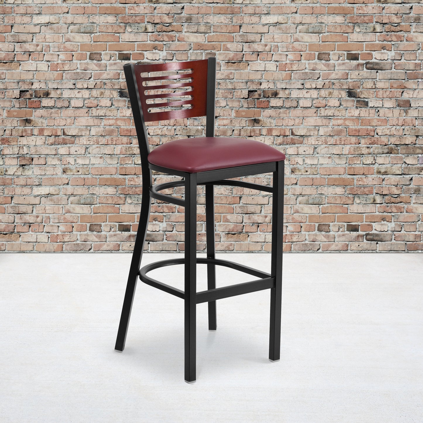 Bk/Mah Slat Stool-Burg Seat XU-DG-6H1B-MAH-BAR-BURV-GG