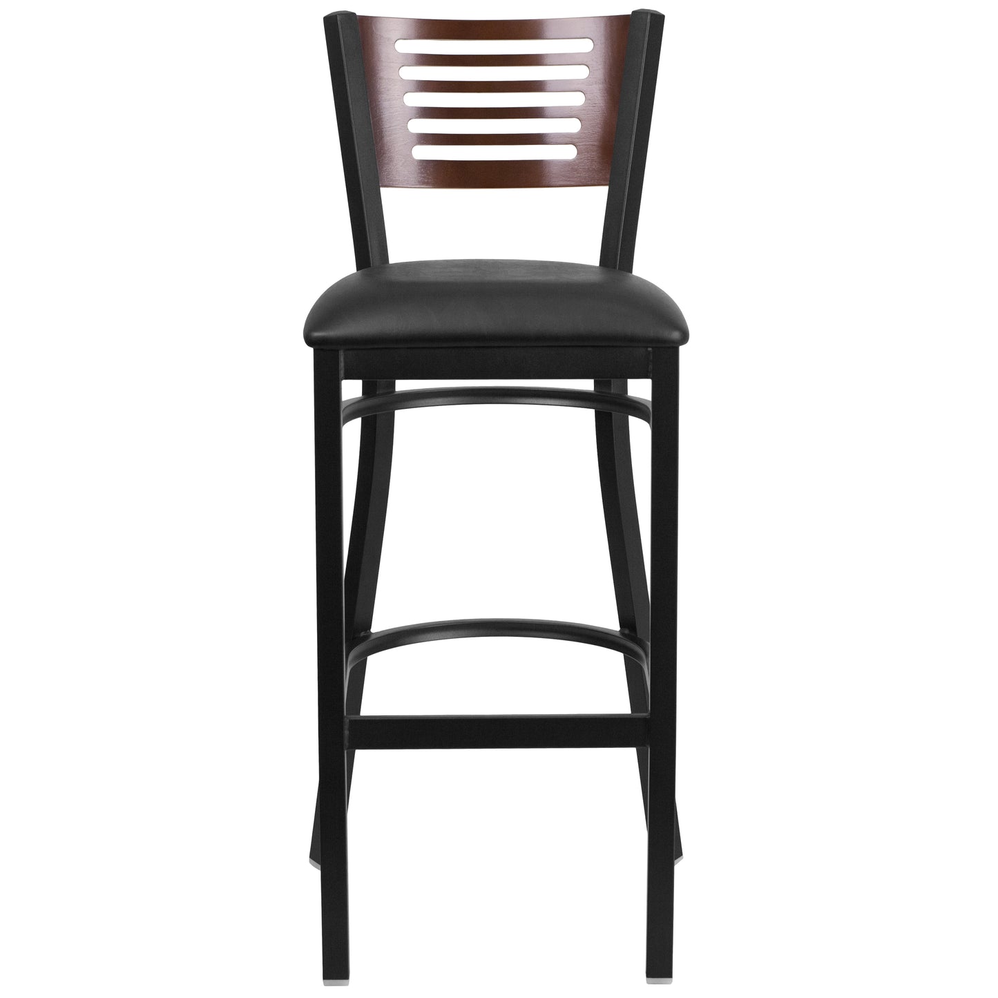 Bk/Wal Slat Stool-Black Seat XU-DG-6H1B-WAL-BAR-BLKV-GG