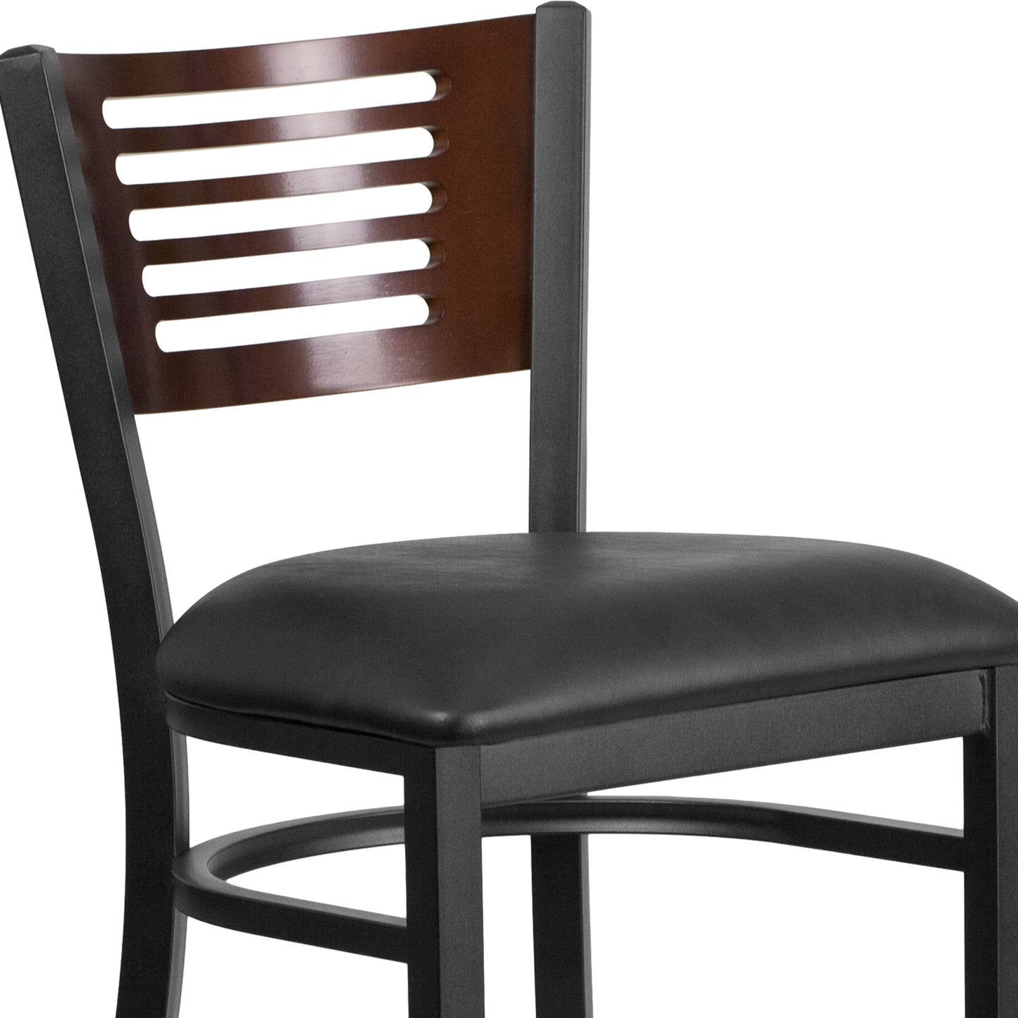 Bk/Wal Slat Stool-Black Seat XU-DG-6H1B-WAL-BAR-BLKV-GG