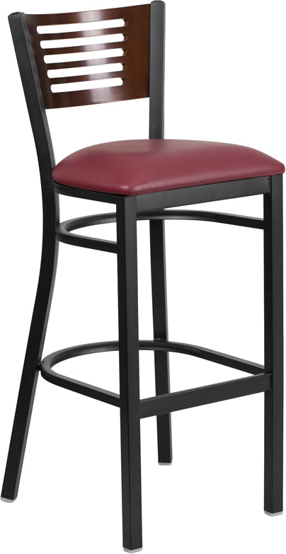 Bk/Wal Slat Stool-Burg Seat XU-DG-6H1B-WAL-BAR-BURV-GG