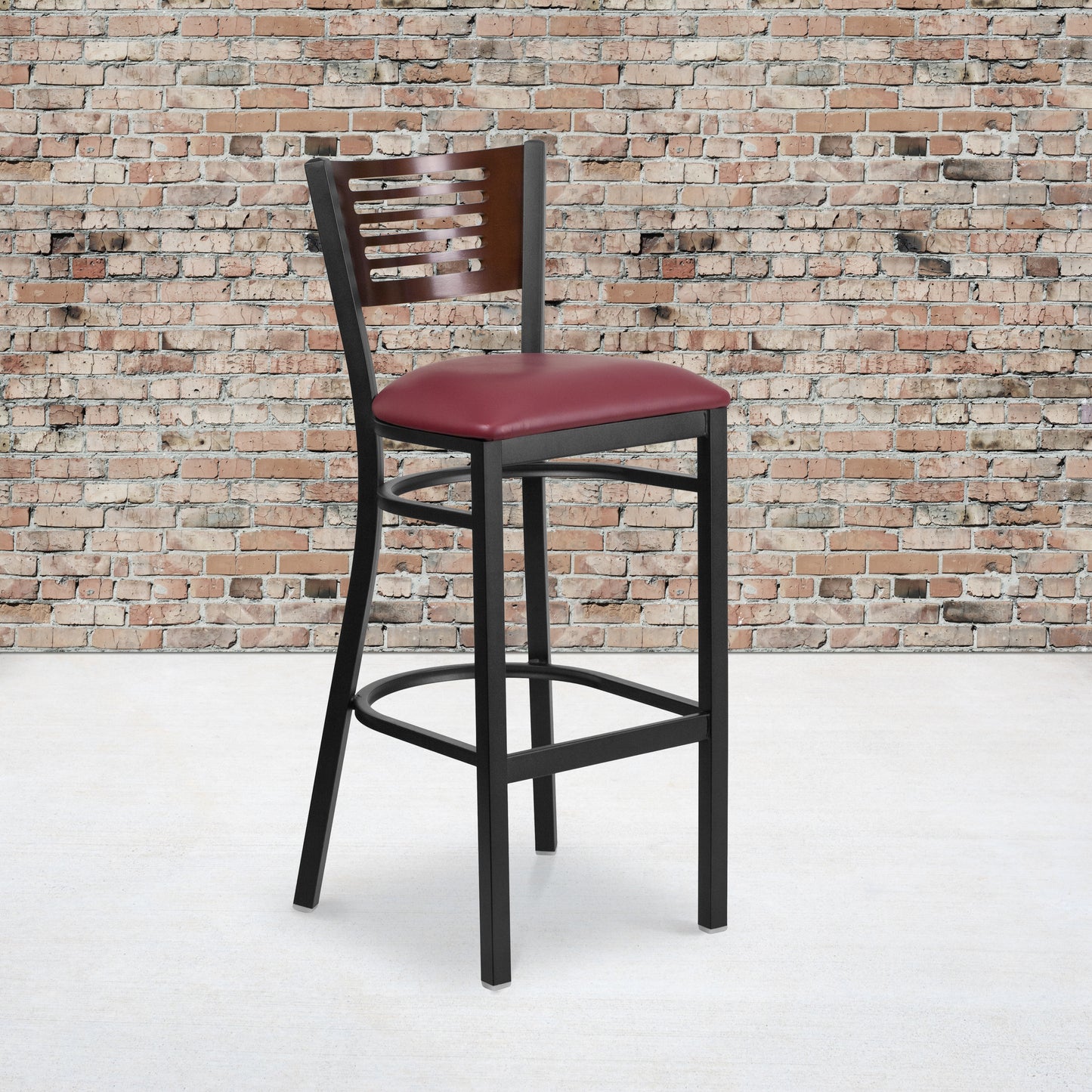 Bk/Wal Slat Stool-Burg Seat XU-DG-6H1B-WAL-BAR-BURV-GG