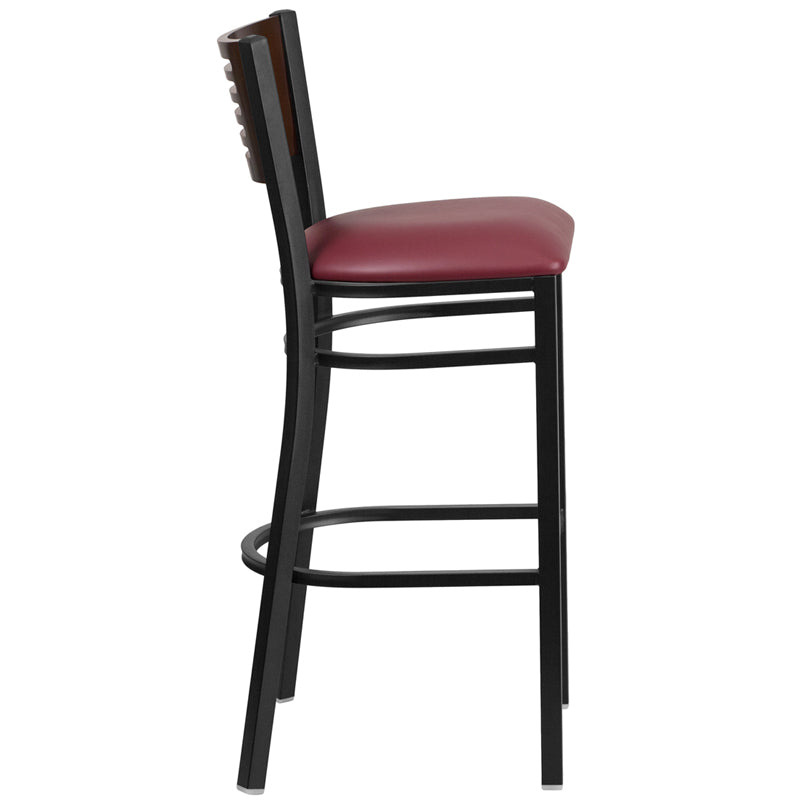 Bk/Wal Slat Stool-Burg Seat XU-DG-6H1B-WAL-BAR-BURV-GG