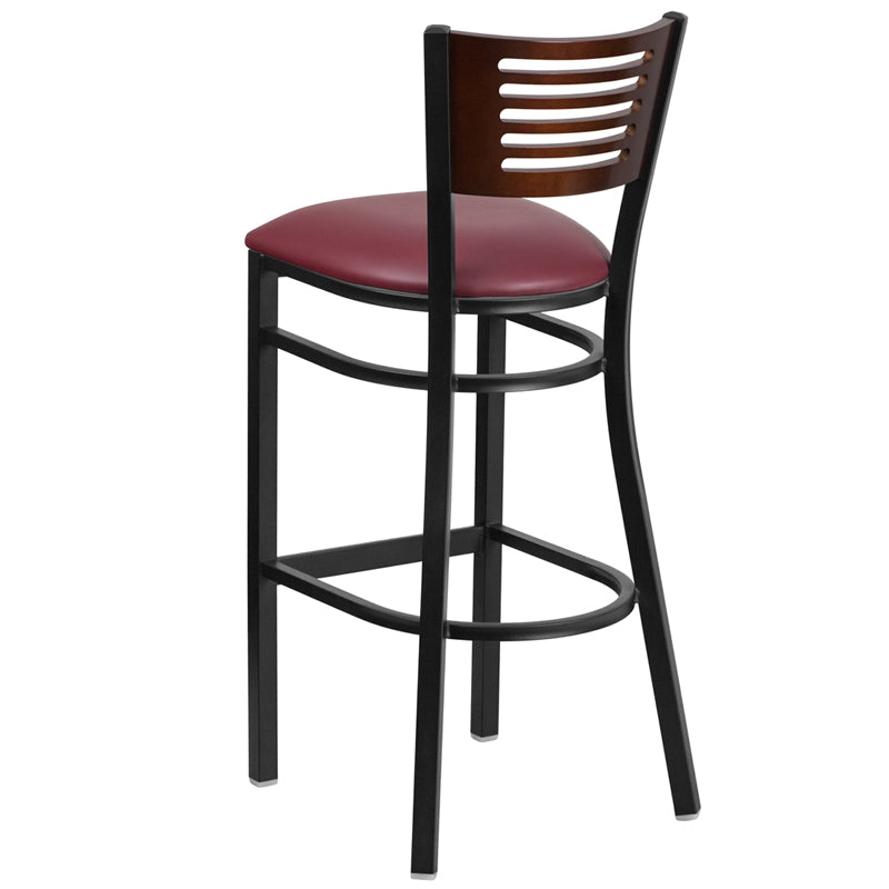 Bk/Wal Slat Stool-Burg Seat XU-DG-6H1B-WAL-BAR-BURV-GG