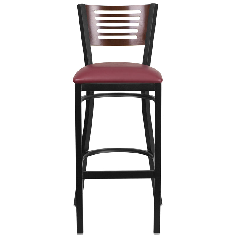 Bk/Wal Slat Stool-Burg Seat XU-DG-6H1B-WAL-BAR-BURV-GG