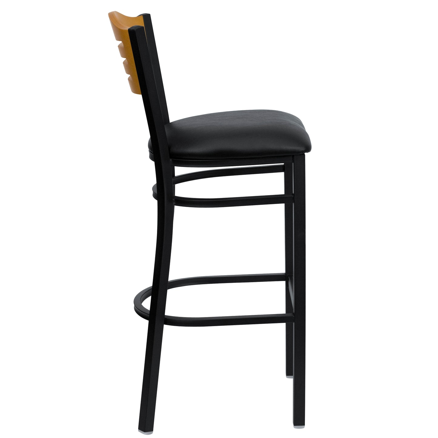 Bk/Nat Slat Stool-Black Seat XU-DG-6H3B-SLAT-BAR-BLKV-GG