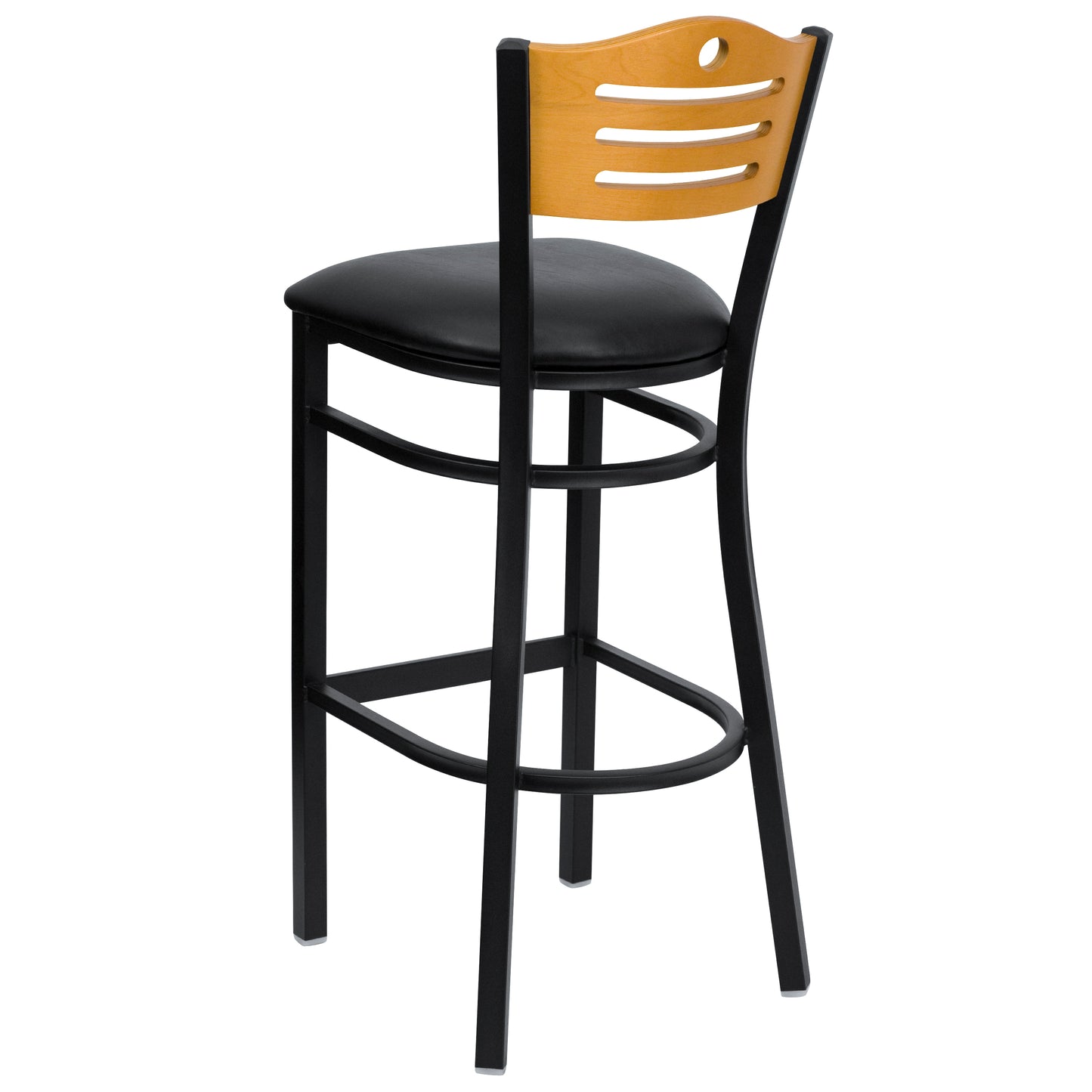 Bk/Nat Slat Stool-Black Seat XU-DG-6H3B-SLAT-BAR-BLKV-GG