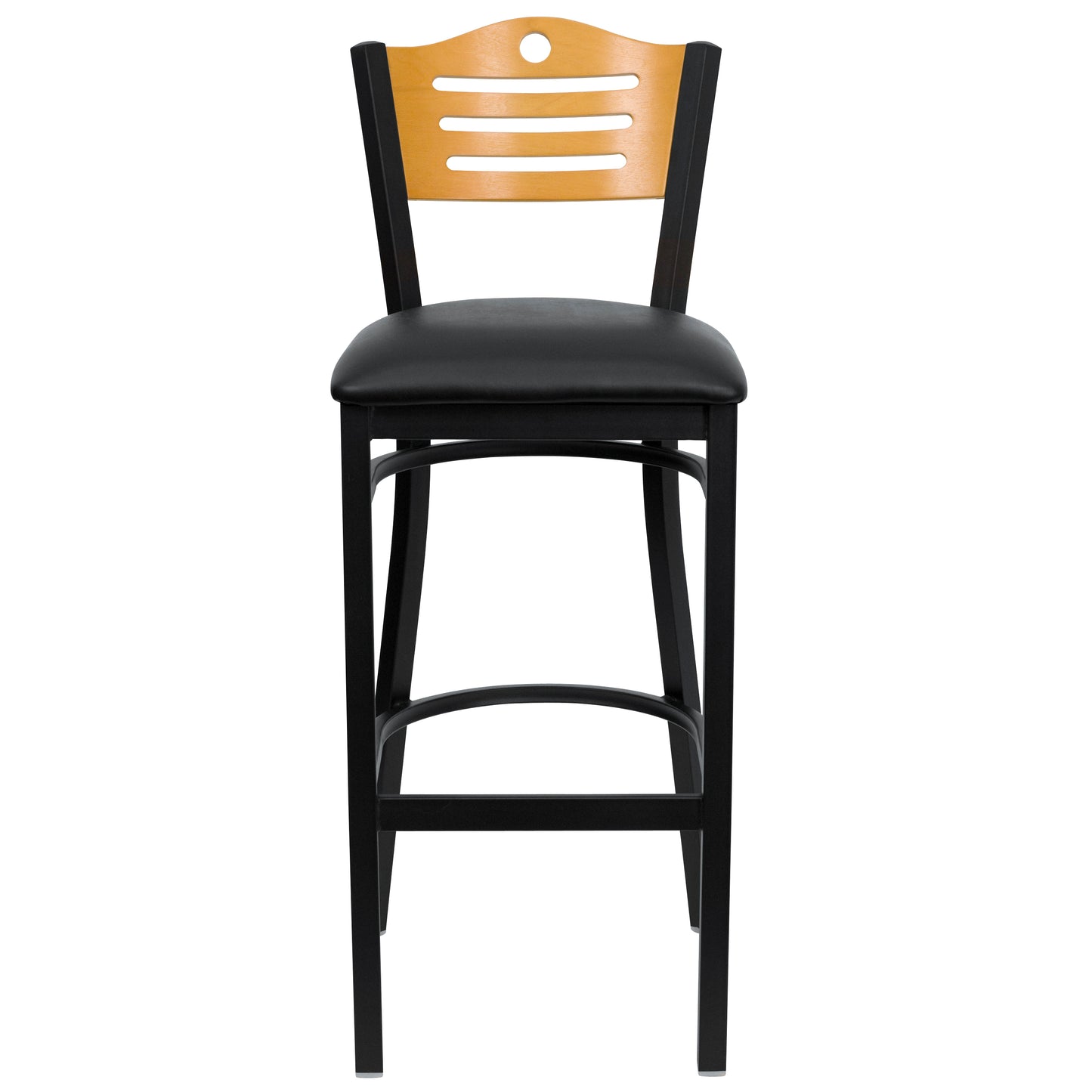 Bk/Nat Slat Stool-Black Seat XU-DG-6H3B-SLAT-BAR-BLKV-GG