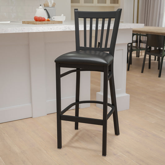 Black Vert Stool-Black Seat XU-DG-6R6B-VRT-BAR-BLKV-GG