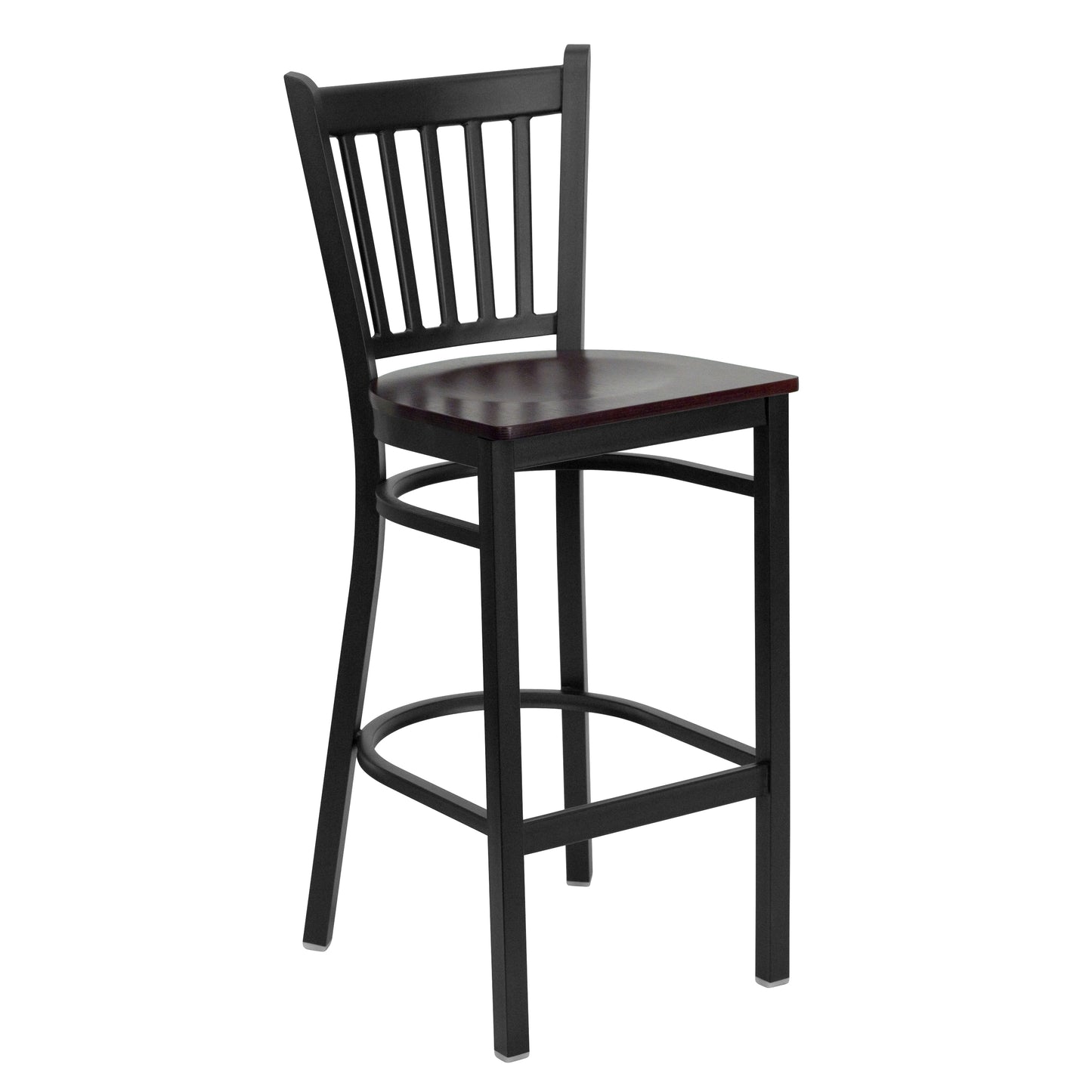 Black Vert Stool-Mah Seat XU-DG-6R6B-VRT-BAR-MAHW-GG