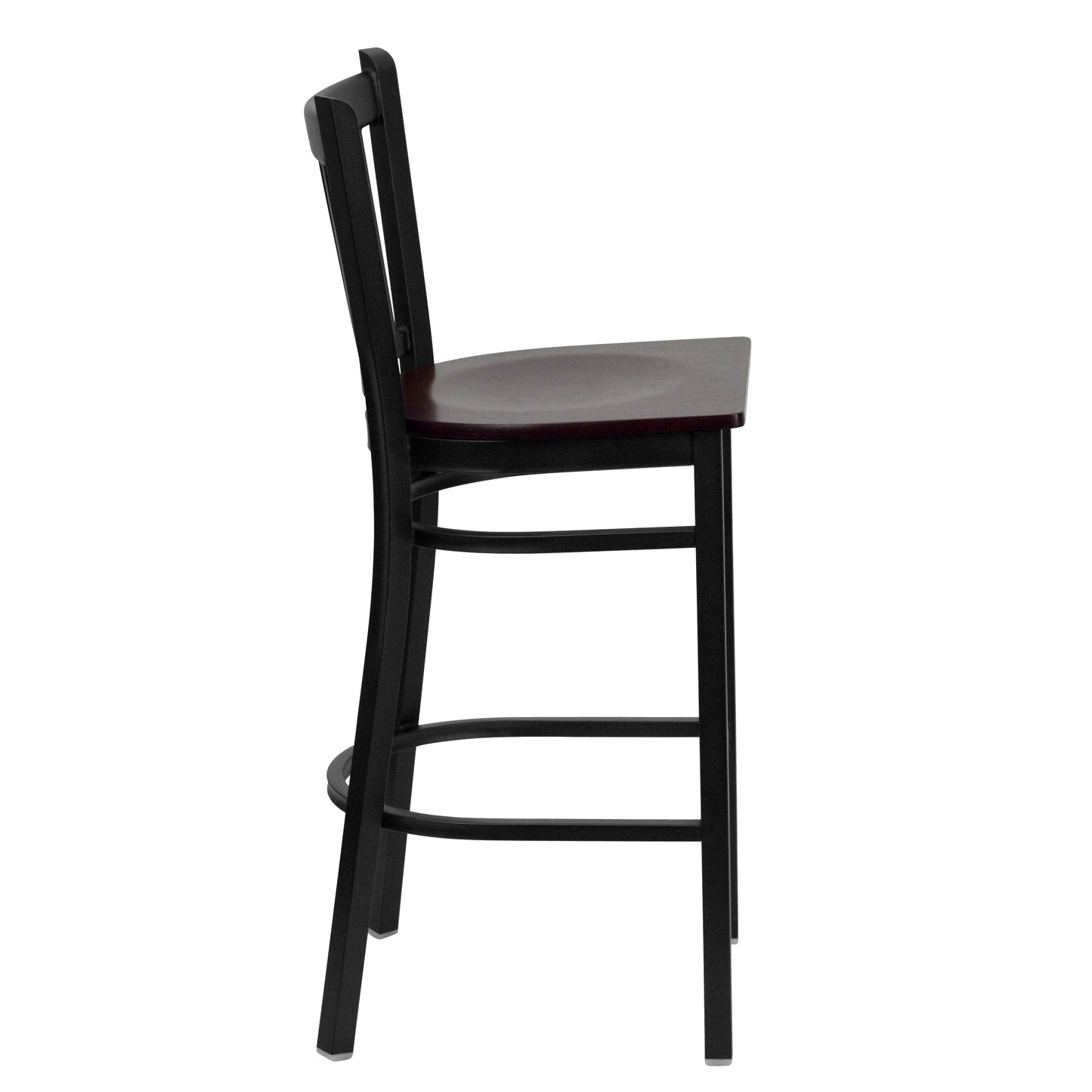 Black Vert Stool-Mah Seat XU-DG-6R6B-VRT-BAR-MAHW-GG