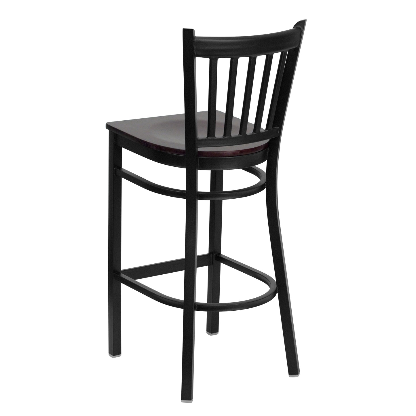 Black Vert Stool-Mah Seat XU-DG-6R6B-VRT-BAR-MAHW-GG