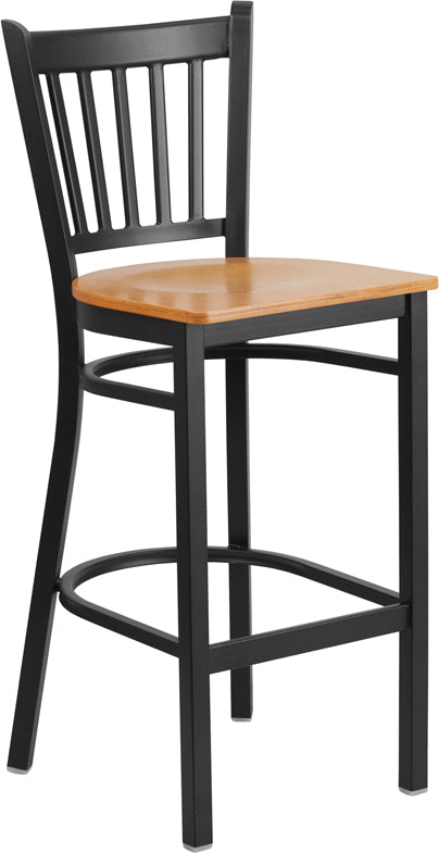 Black Vert Stool-Nat Seat XU-DG-6R6B-VRT-BAR-NATW-GG