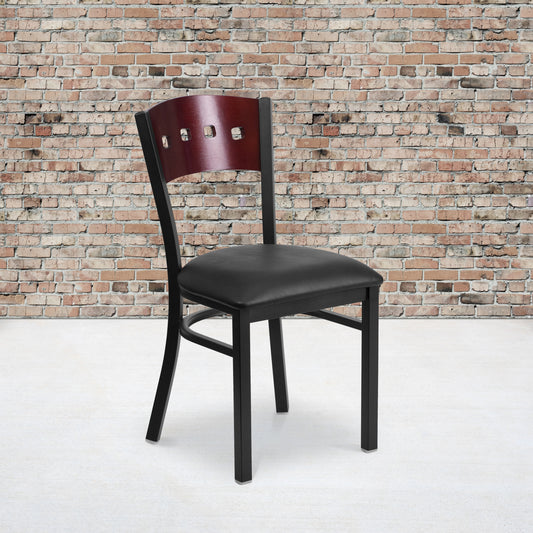 Bk/Mah 4 Sqr Chair-Black Seat XU-DG-6Y1B-MAH-BLKV-GG