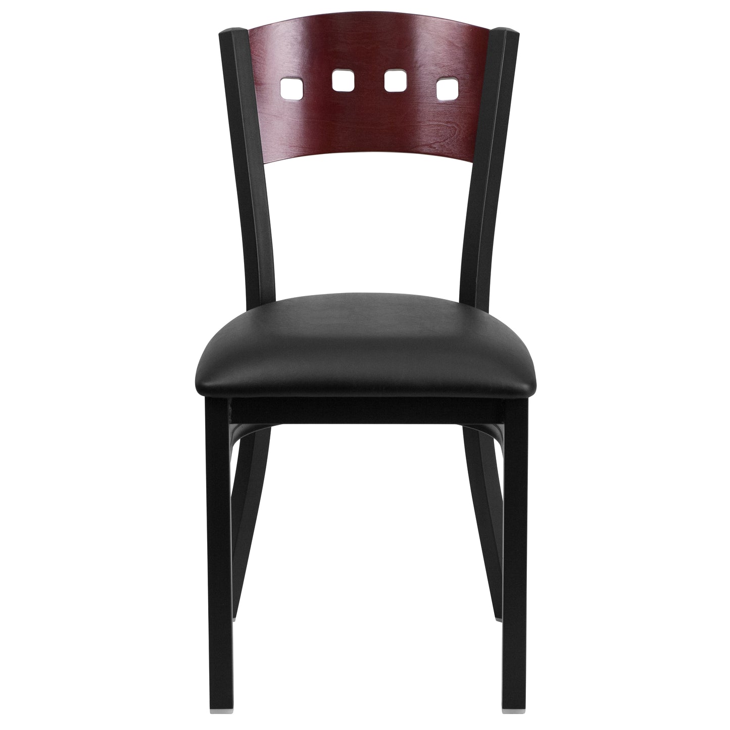 Bk/Mah 4 Sqr Chair-Black Seat XU-DG-6Y1B-MAH-BLKV-GG