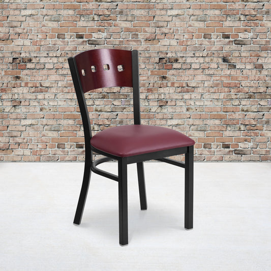 Bk/Mah 4 Sqr Chair-Burg Seat XU-DG-6Y1B-MAH-BURV-GG