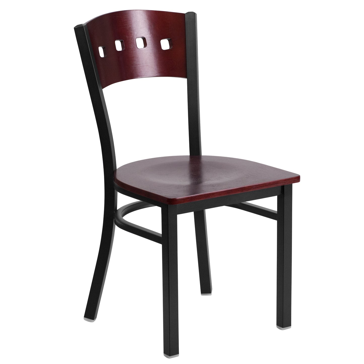 Bk/Mah 4 Sqr Chair-Wood Seat XU-DG-6Y1B-MAH-MTL-GG