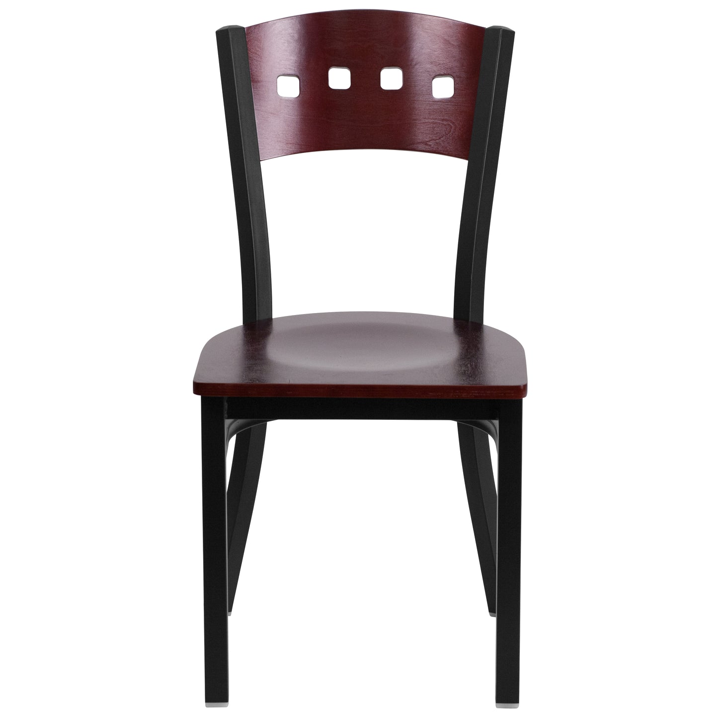 Bk/Mah 4 Sqr Chair-Wood Seat XU-DG-6Y1B-MAH-MTL-GG