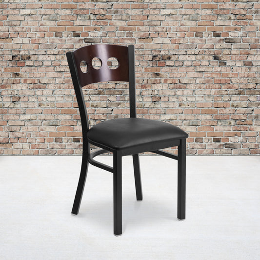 Bk/Wal 3 Circ Chair-Black Seat XU-DG-6Y2B-WAL-BLKV-GG