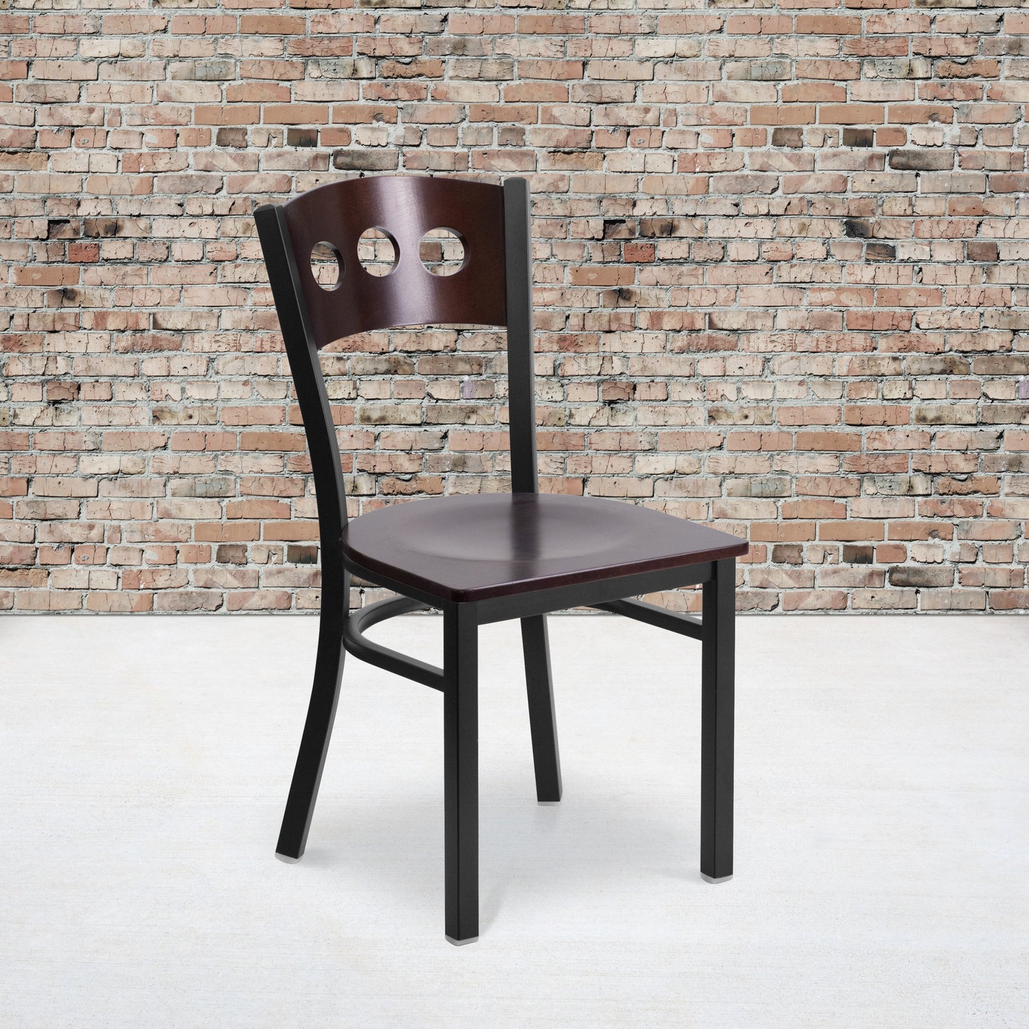 Bk/Wal 3 Circ Chair-Wood Seat XU-DG-6Y2B-WAL-MTL-GG