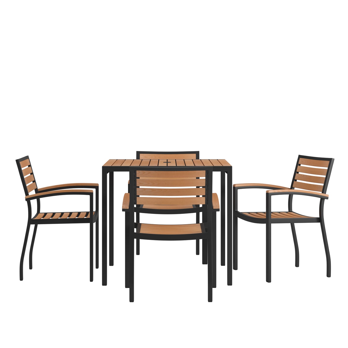 Faux Teak Patio Table-4 Chairs XU-DG-810060064-GG