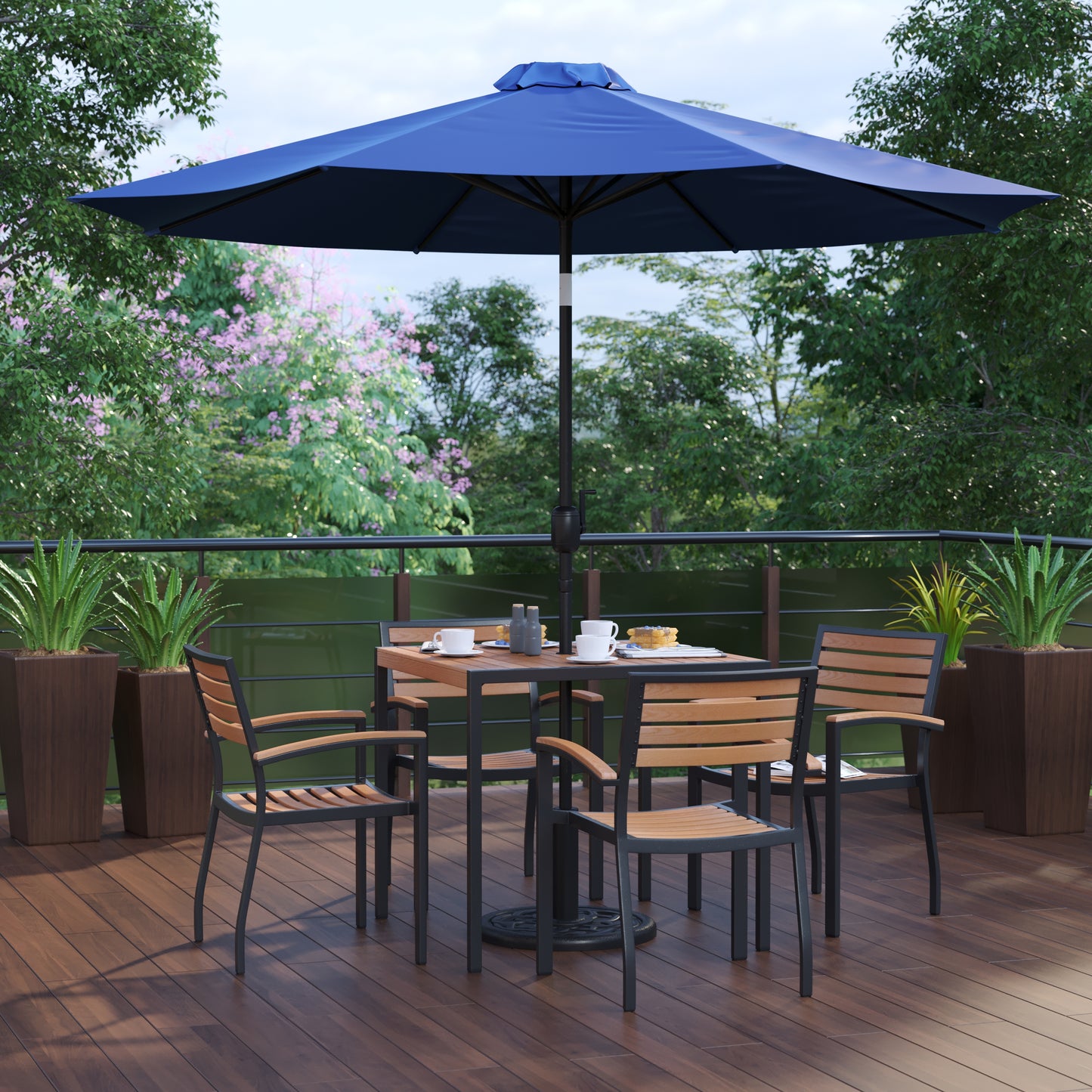 Table-4 Chairs-Umbrella & Base XU-DG-810060064-UB19BNV-GG