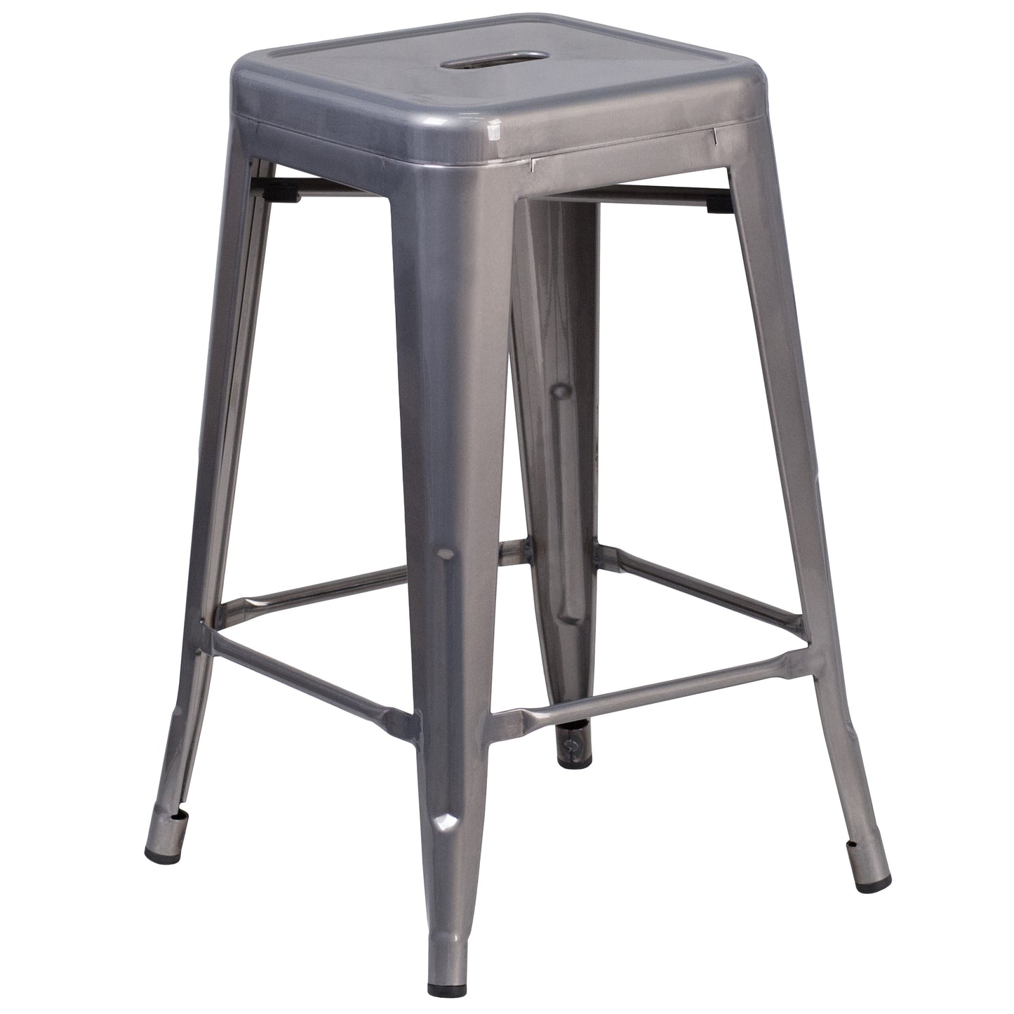 24" Clear No Back Metal Stool XU-DG-TP0004-24-GG