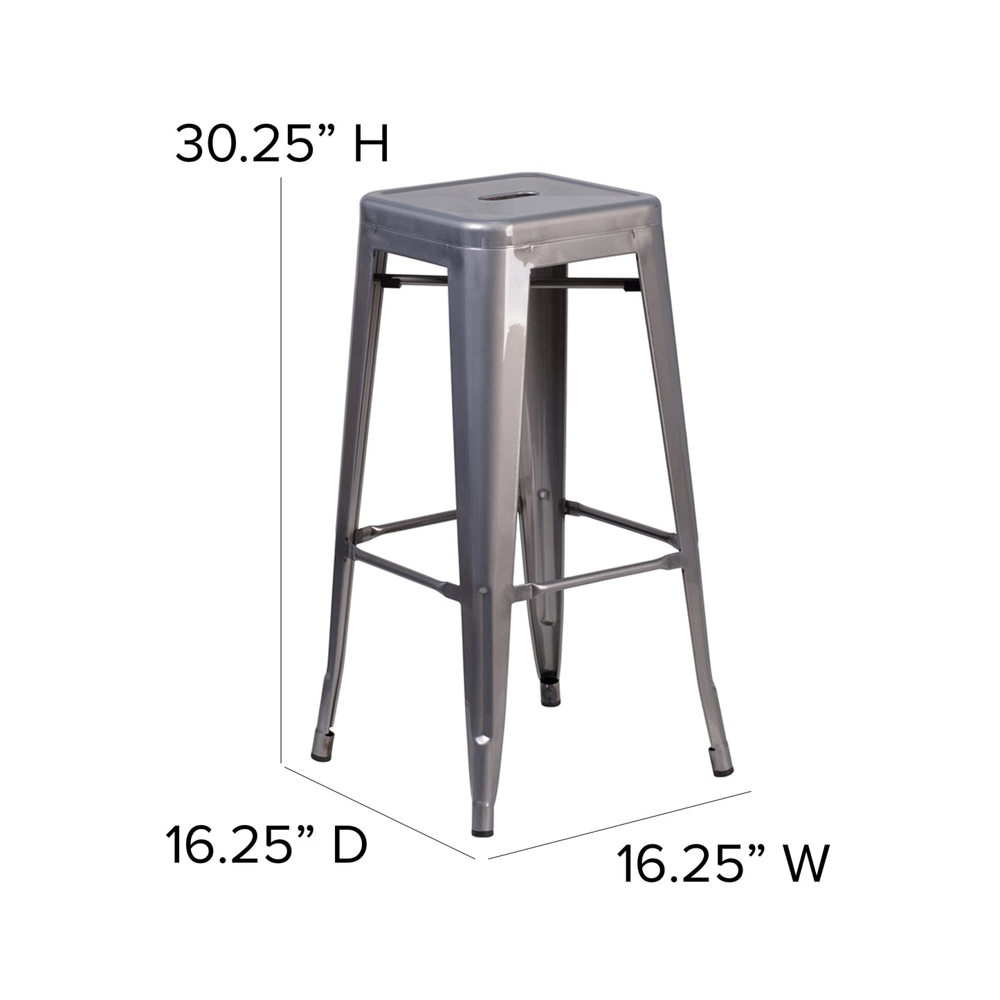 30" Clear No Back Metal Stool XU-DG-TP0004-30-GG