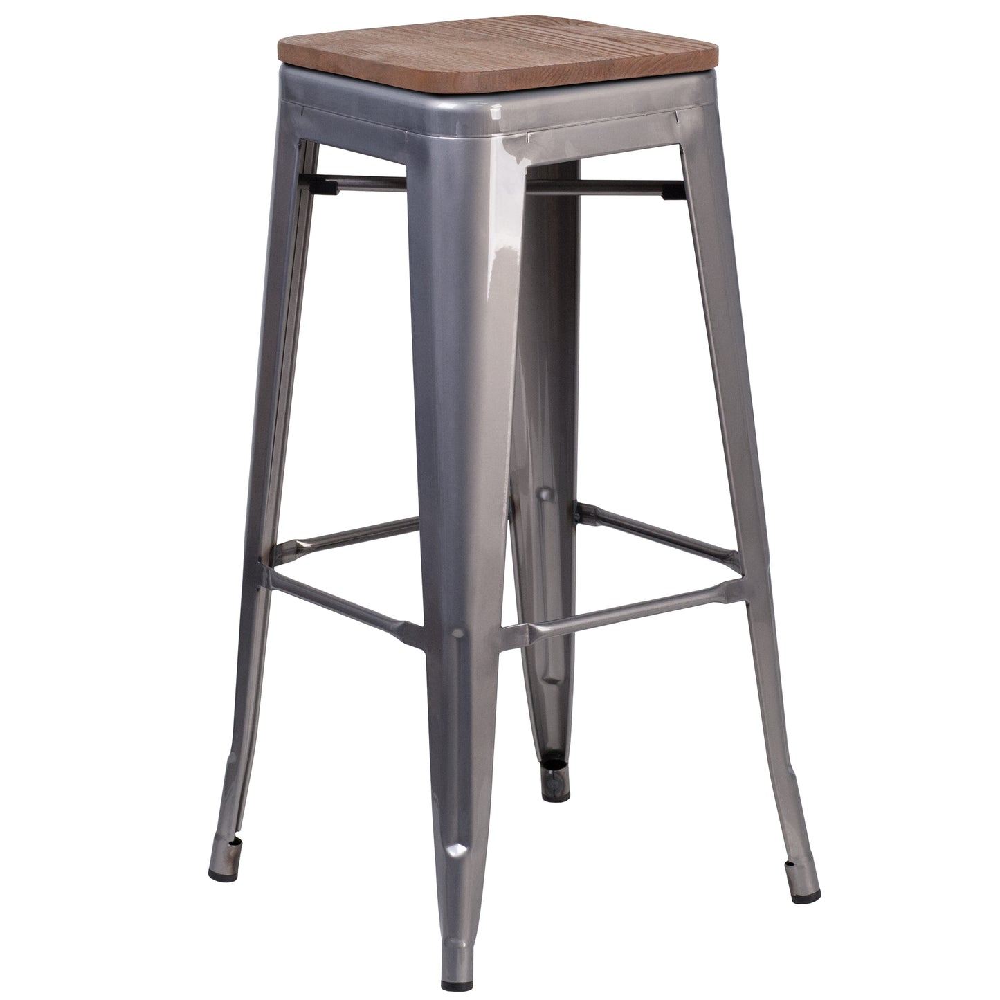 30" Clear Backless Metal Stool XU-DG-TP0004-30-WD-GG